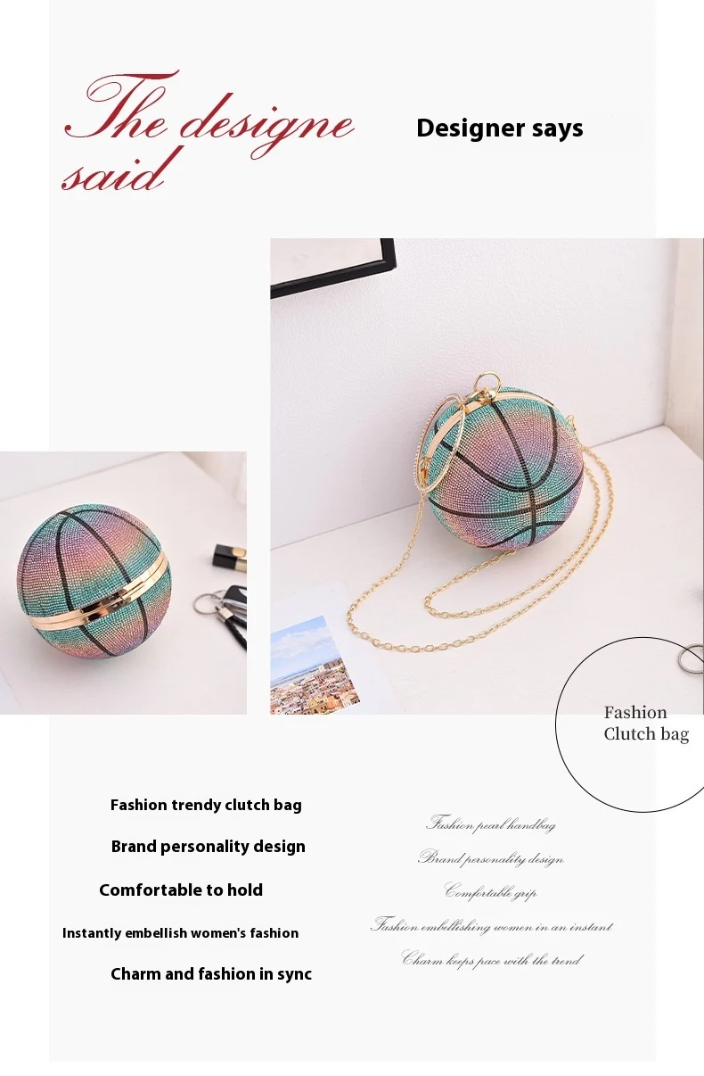 Colorful Basketball Dinner Bag Round Full Diamond