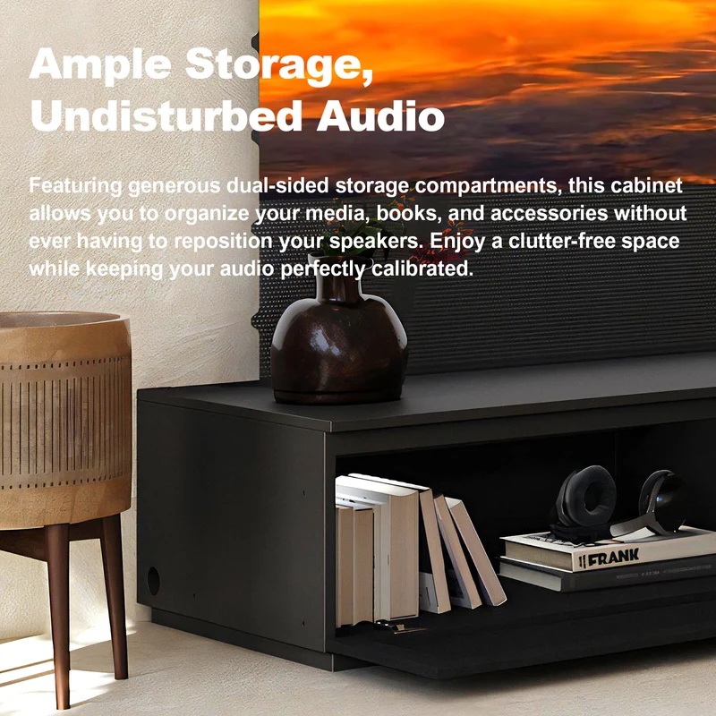100"-120" Shore Black Motorized Laser TV Flat Pack Cabinet