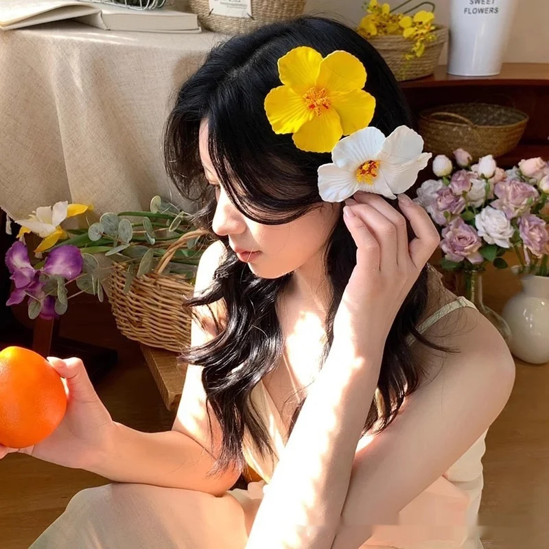 Simulation Hibiscus Hair Clip Women Atmosphere Seaside Photography Headwear Flower Side Clip