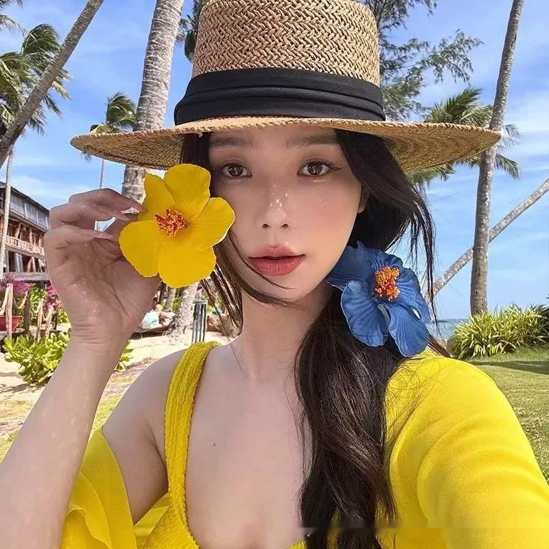 Simulation Hibiscus Hair Clip Women Atmosphere Seaside Photography Headwear Flower Side Clip