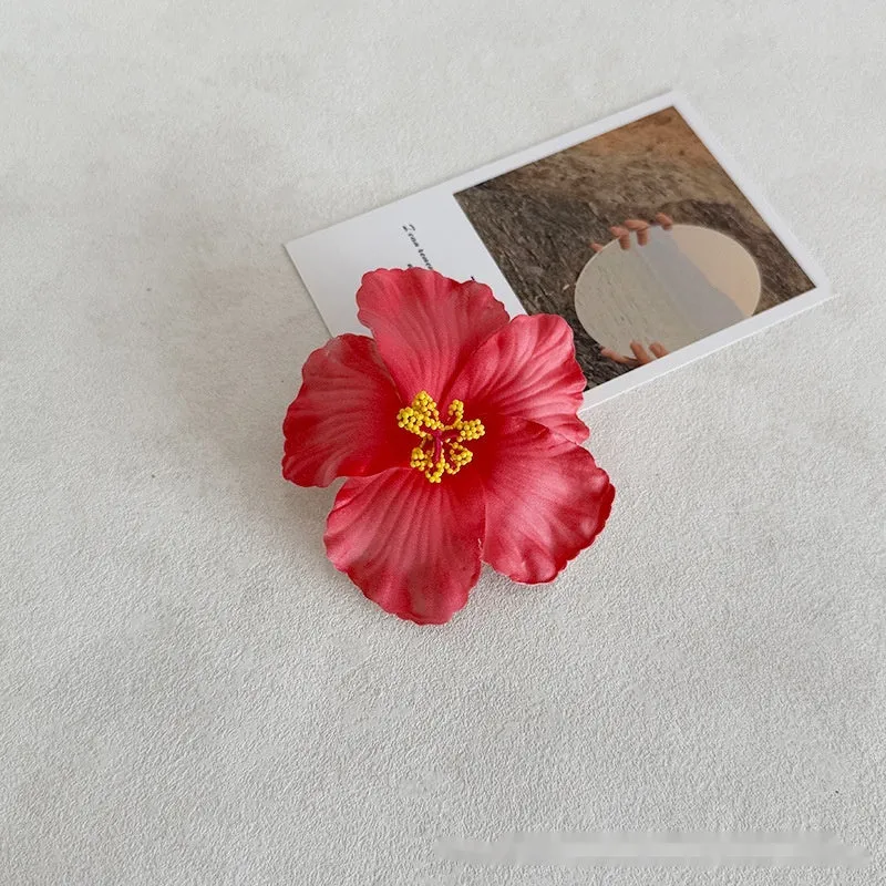 Simulation Hibiscus Hair Clip Women Atmosphere Seaside Photography Headwear Flower Side Clip