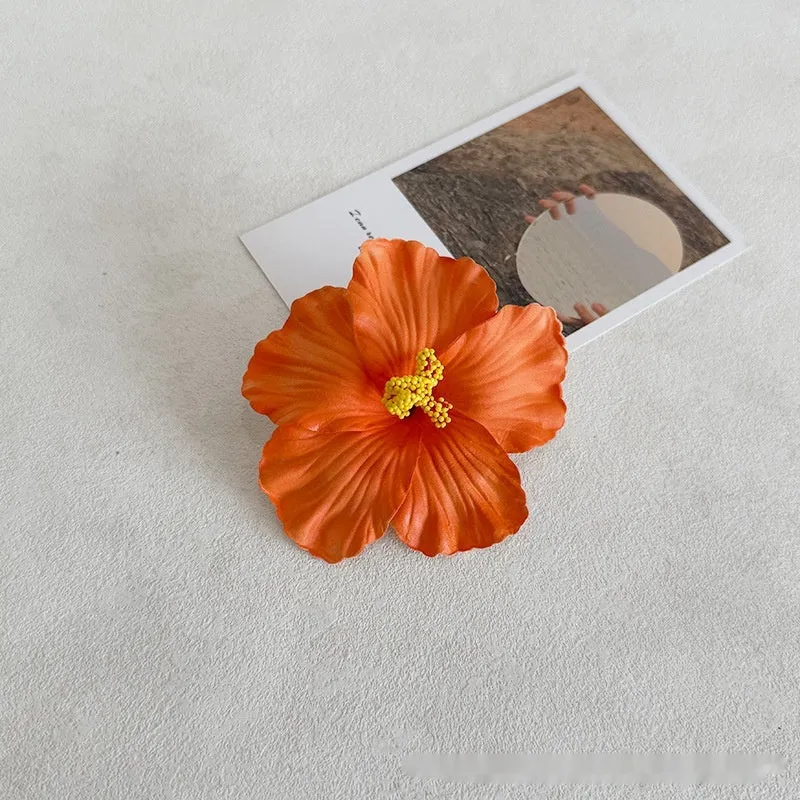Simulation Hibiscus Hair Clip Women Atmosphere Seaside Photography Headwear Flower Side Clip