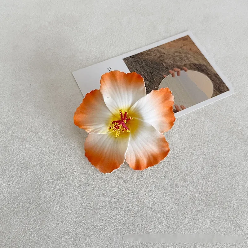 Simulation Hibiscus Hair Clip Women Atmosphere Seaside Photography Headwear Flower Side Clip
