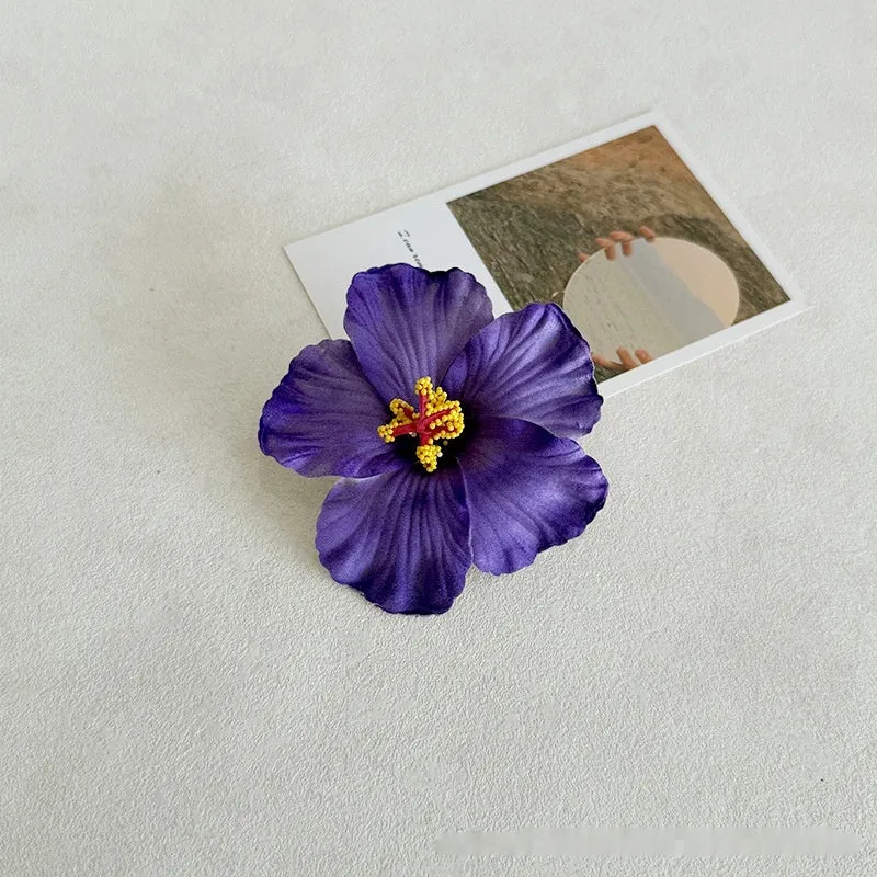 Simulation Hibiscus Hair Clip Women Atmosphere Seaside Photography Headwear Flower Side Clip