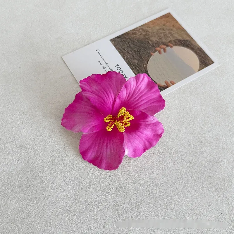 Simulation Hibiscus Hair Clip Women Atmosphere Seaside Photography Headwear Flower Side Clip
