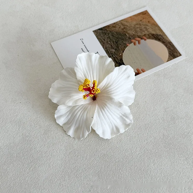 Simulation Hibiscus Hair Clip Women Atmosphere Seaside Photography Headwear Flower Side Clip