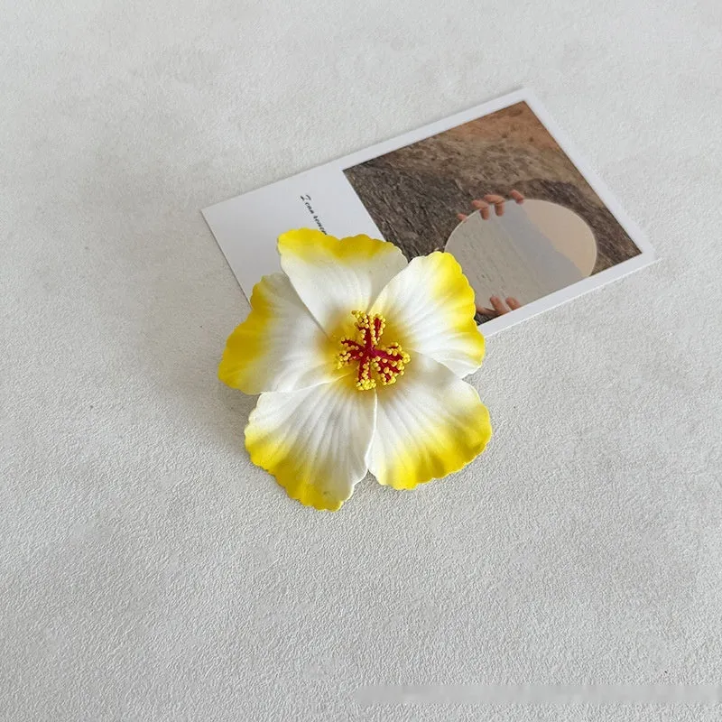 Simulation Hibiscus Hair Clip Women Atmosphere Seaside Photography Headwear Flower Side Clip
