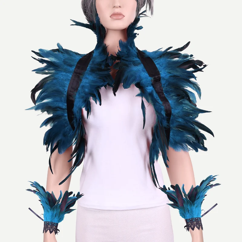 Costume Feather Shawl Bracelet Set