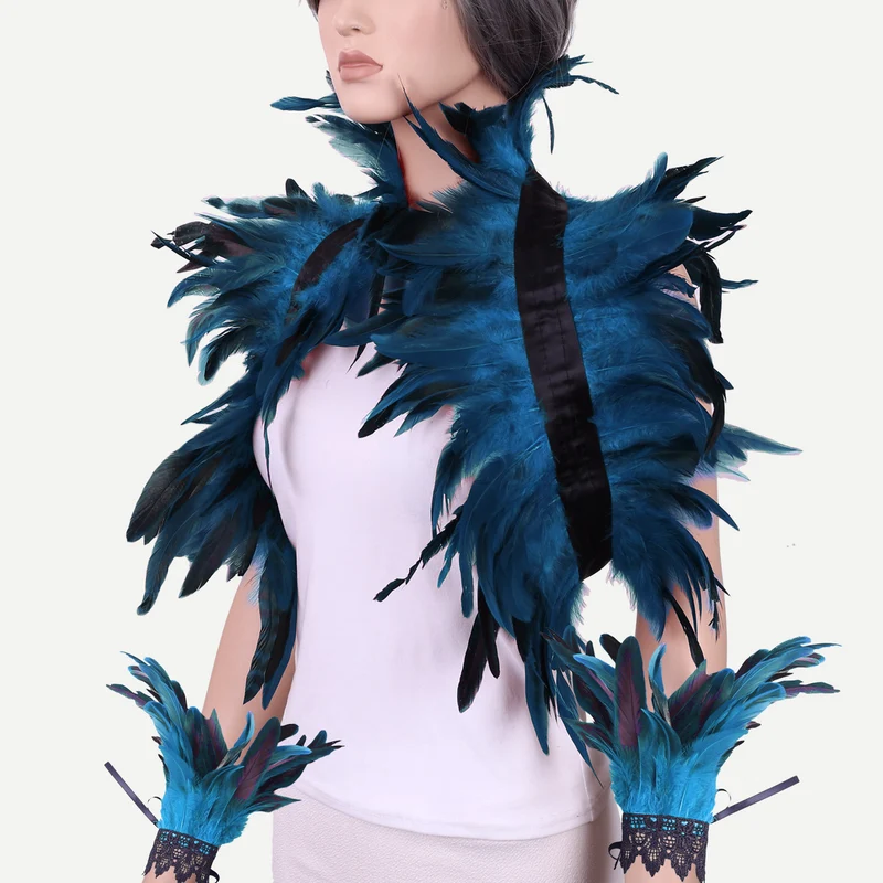 Costume Feather Shawl Bracelet Set