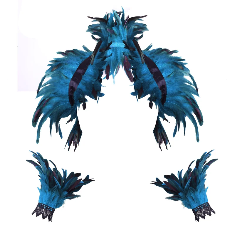Costume Feather Shawl Bracelet Set