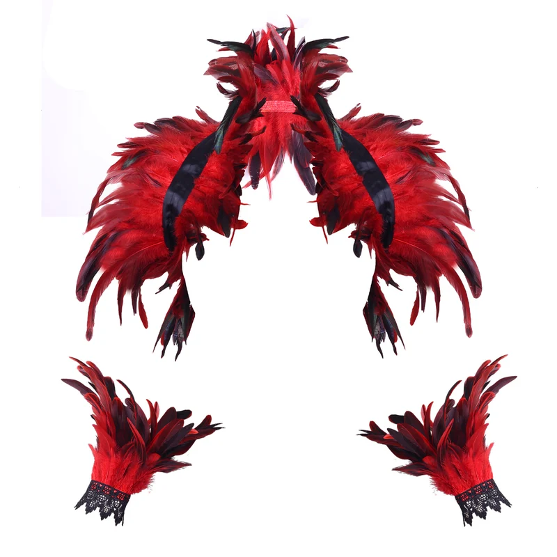 Costume Feather Shawl Bracelet Set