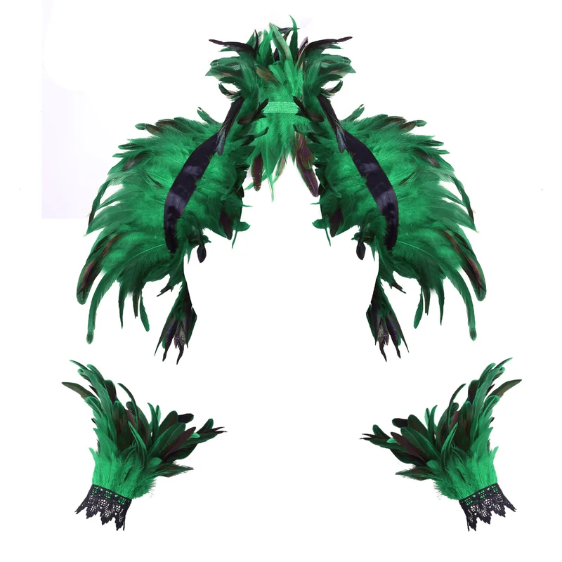 Costume Feather Shawl Bracelet Set