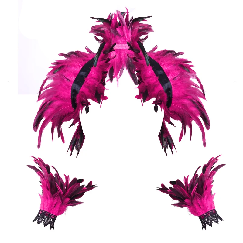 Costume Feather Shawl Bracelet Set