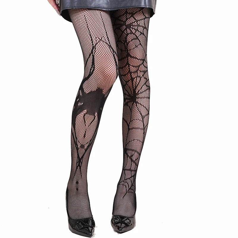 Halloween Spider Web Leopard Print Fishnet Stockings