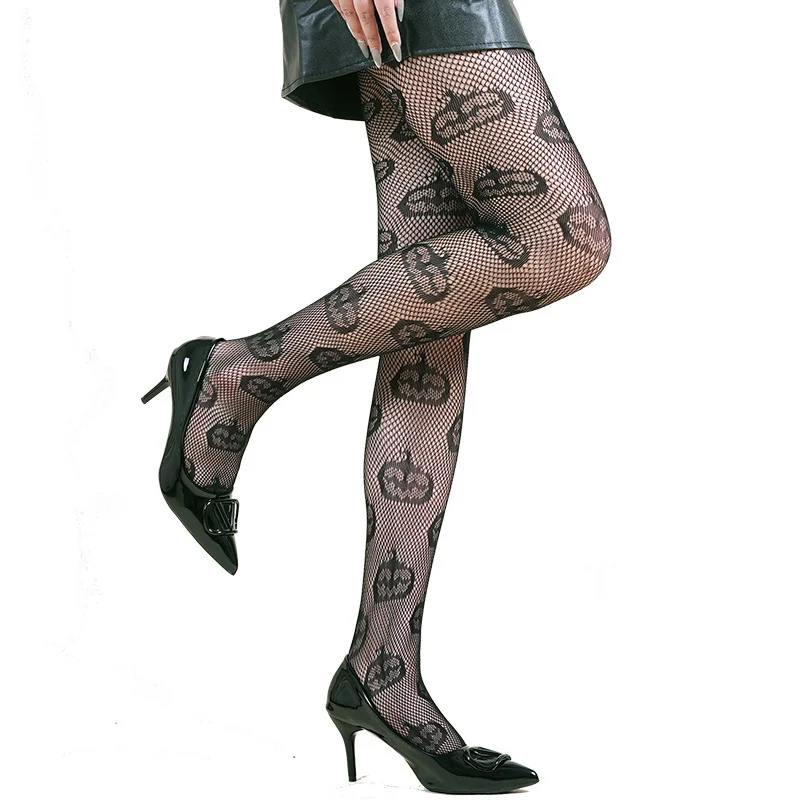 Halloween Spider Web Leopard Print Fishnet Stockings