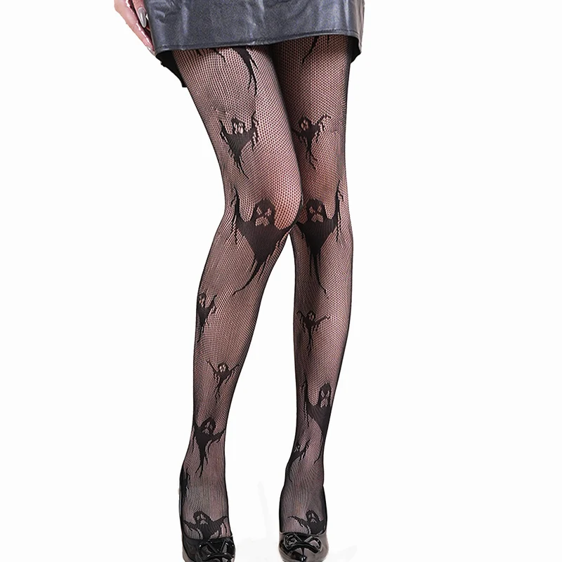 Halloween Spider Web Leopard Print Fishnet Stockings