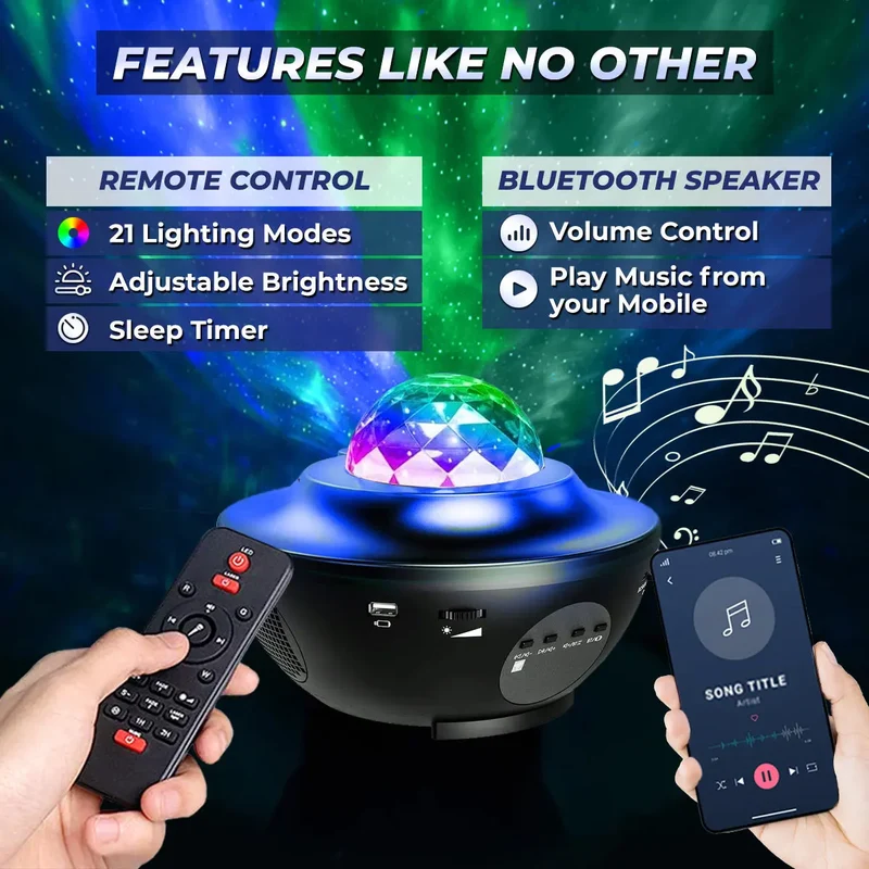 Ambience Galaxy Star Projector with Speaker