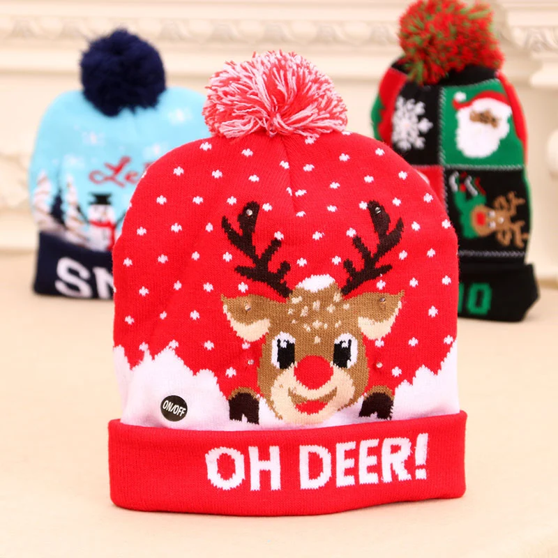 Sweater Knitted LED Christmas Light Up Beanie Hats