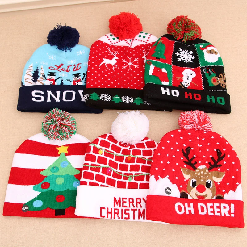 Sweater Knitted LED Christmas Light Up Beanie Hats