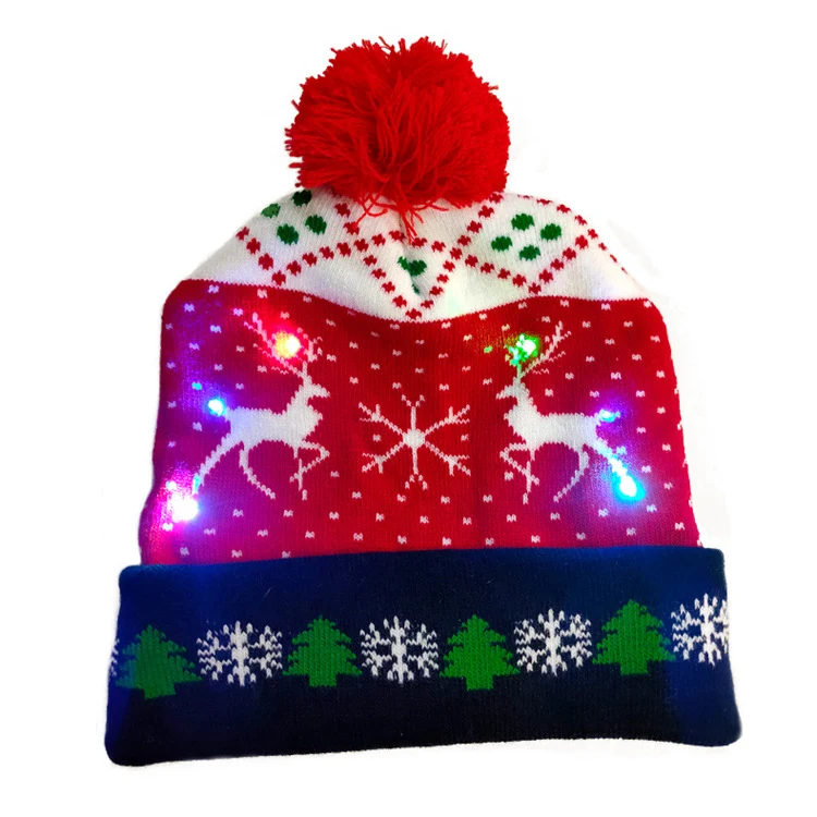 Sweater Knitted LED Christmas Light Up Beanie Hats