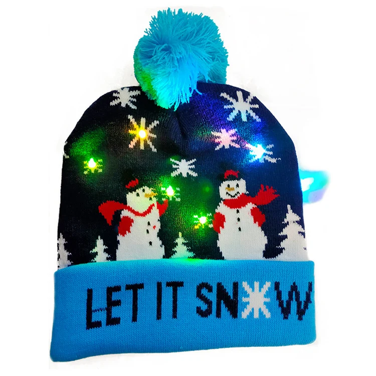 Sweater Knitted LED Christmas Light Up Beanie Hats