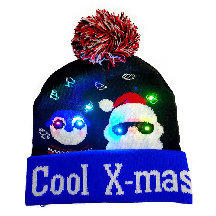 Sweater Knitted LED Christmas Light Up Beanie Hats
