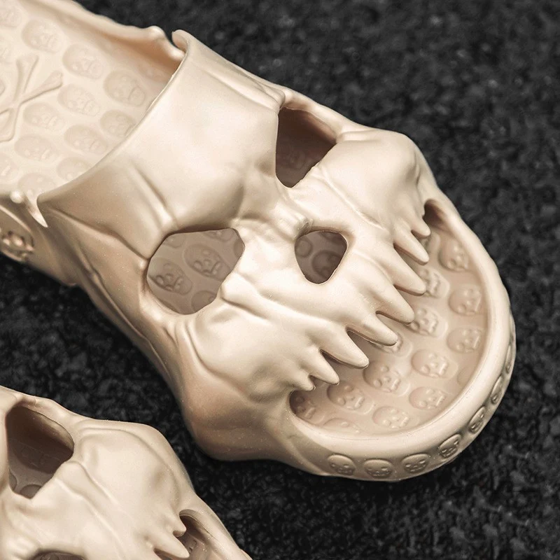 Skull Design Halloween Slippers Bathroom Indoor Outdoor Funny Slides Beach Shoes