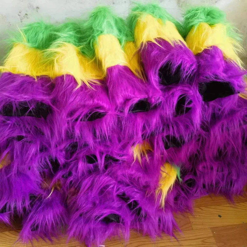 Mardi Gras Carnival Long Hair Fuzzy Leg Warmers