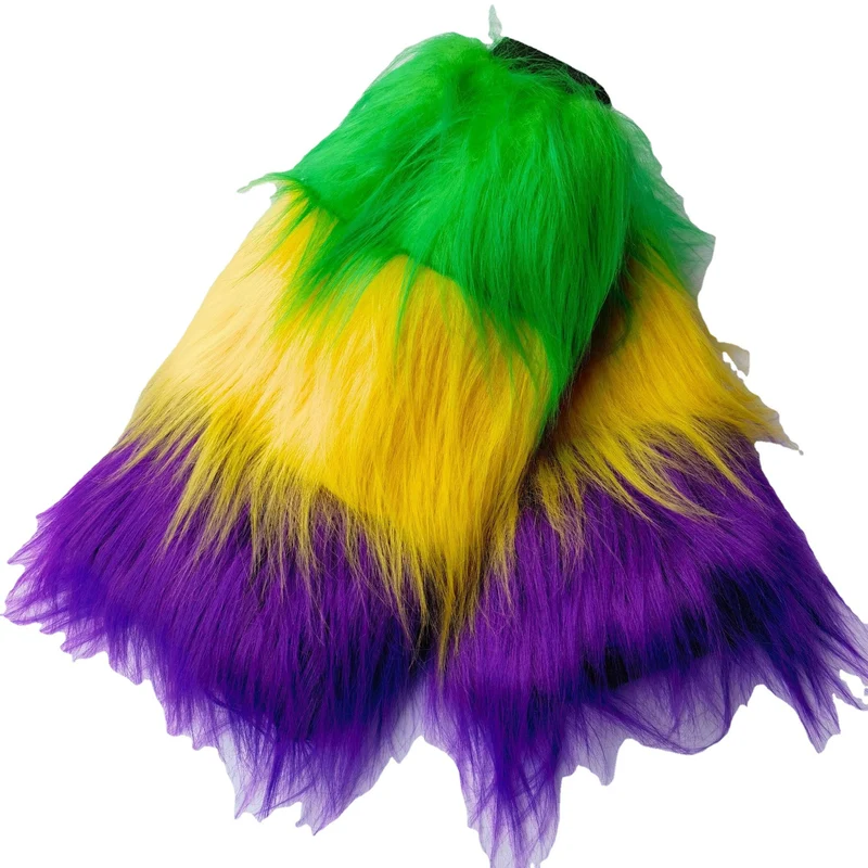 Mardi Gras Carnival Long Hair Fuzzy Leg Warmers