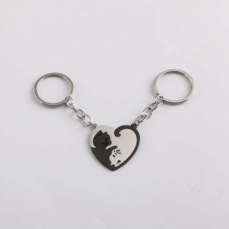 Shaped Stitching Love Cat Keychain Pendant