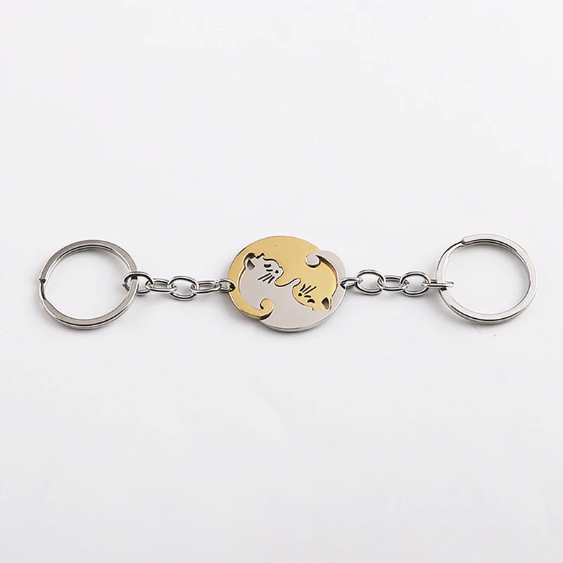 Shaped Stitching Love Cat Keychain Pendant