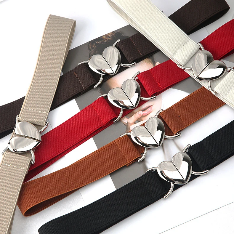 Elastic Stretch Heart Buckle Belt