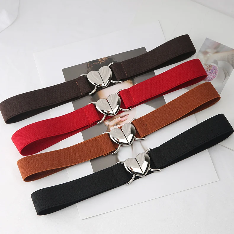 Elastic Stretch Heart Buckle Belt