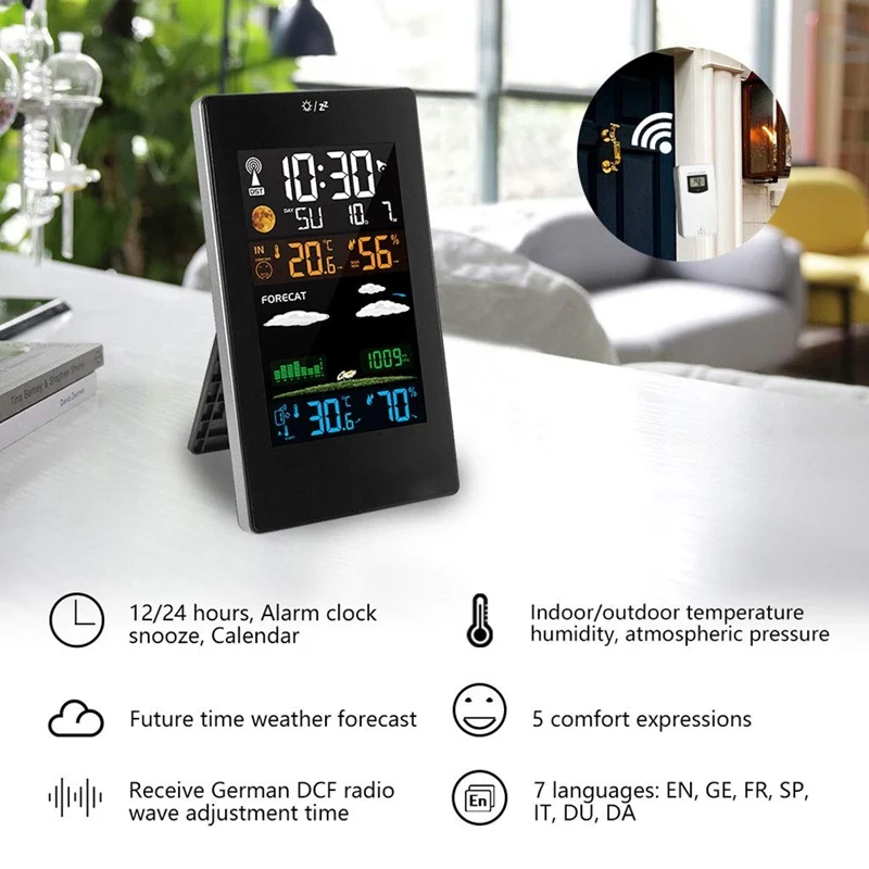 Hanging radio wave weather forecast clock