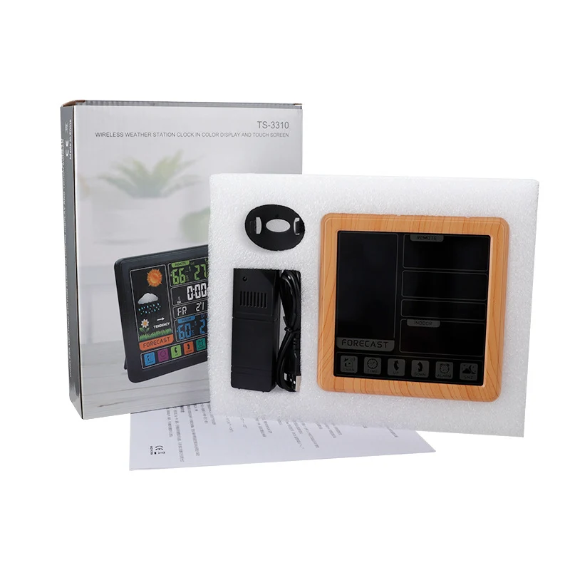 Wireless Weather Clock Multifunctional Color Screen Touch Key