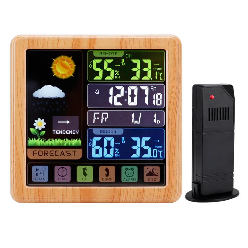 Wireless Weather Clock With Multi-function Touch Screen Keys