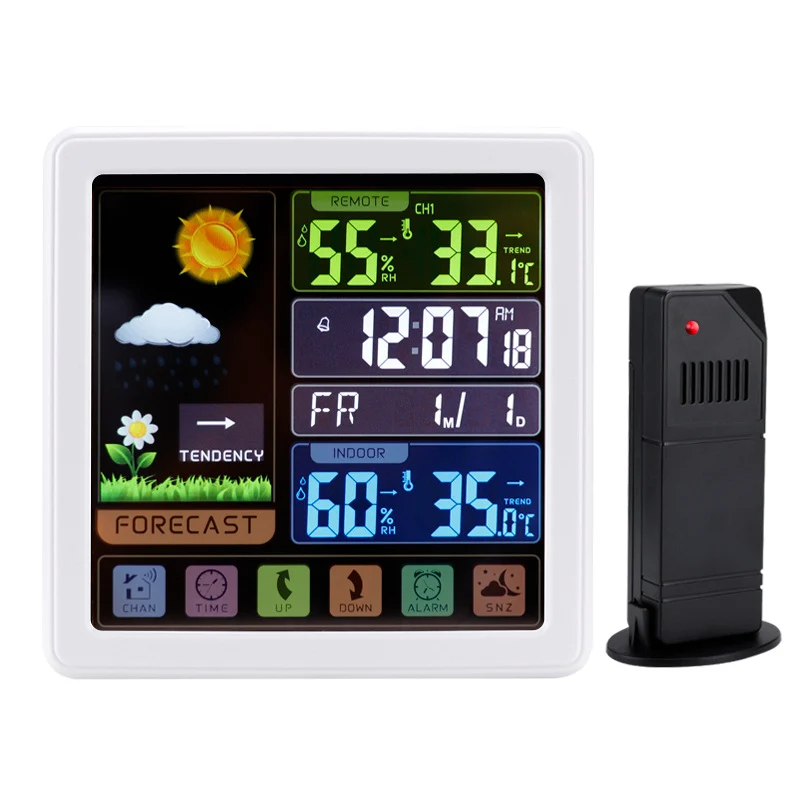 Wireless Weather Clock With Multi-function Touch Screen Keys