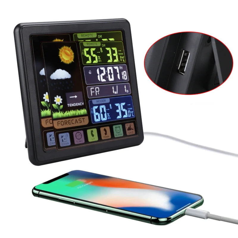 Wireless Weather Clock With Multi-function Touch Screen Keys