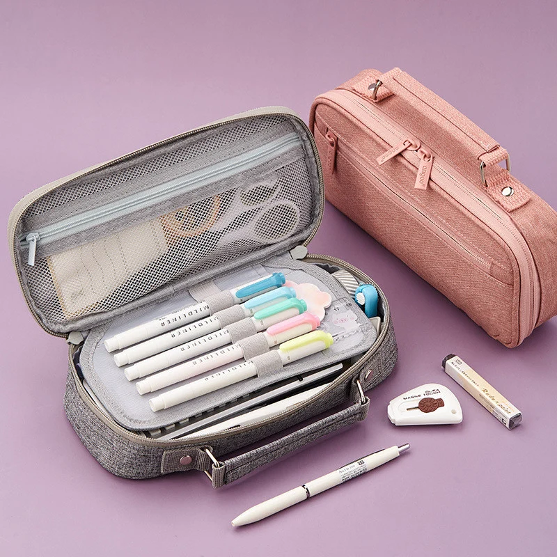 Women's Simple Multifunctional Double-layer Large Capacity Pencil Pouch