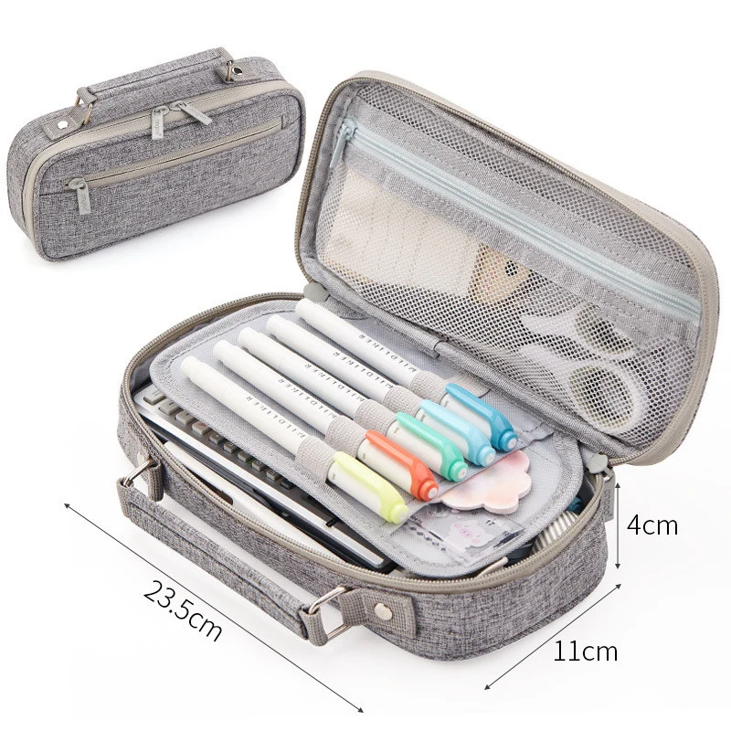 Women's Simple Multifunctional Double-layer Large Capacity Pencil Pouch