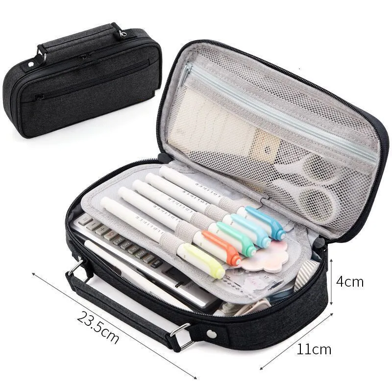 Women's Simple Multifunctional Double-layer Large Capacity Pencil Pouch