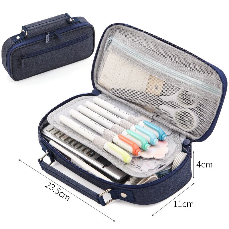 Women's Simple Multifunctional Double-layer Large Capacity Pencil Pouch