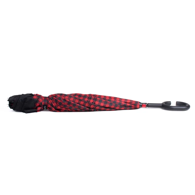 Gingham Checkered Inverted Umbrella