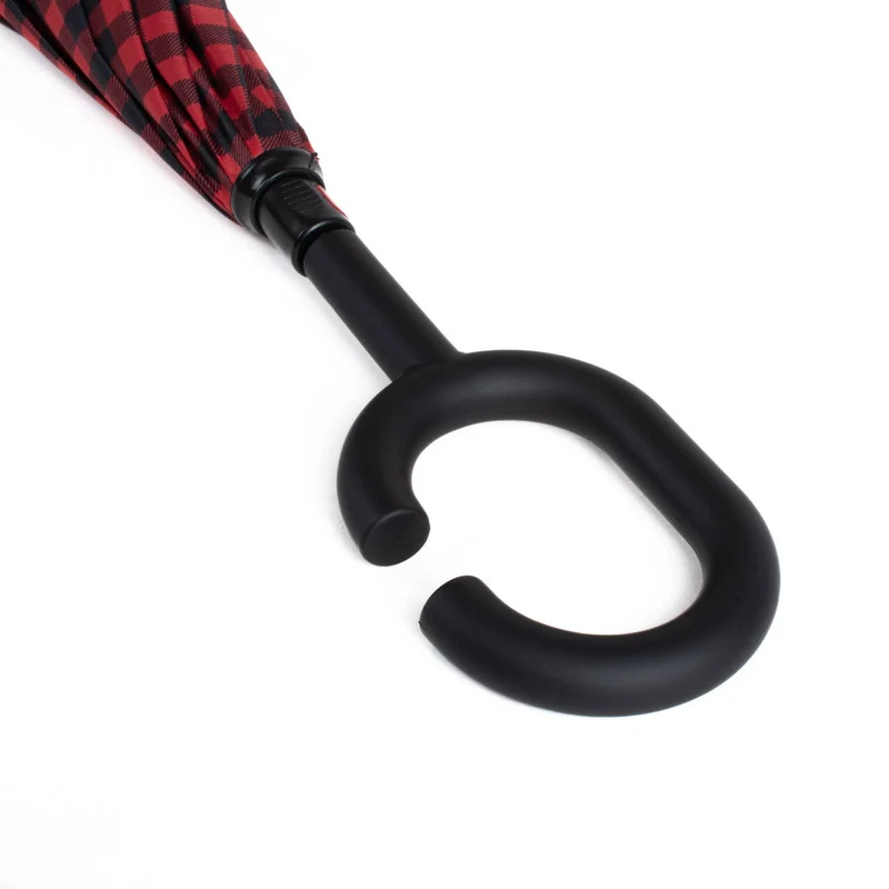 Gingham Checkered Inverted Umbrella