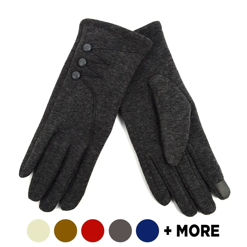 Stylish Touch Screen Gloves with Button Accent