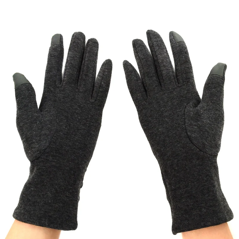 Stylish Touch Screen Gloves with Button Accent