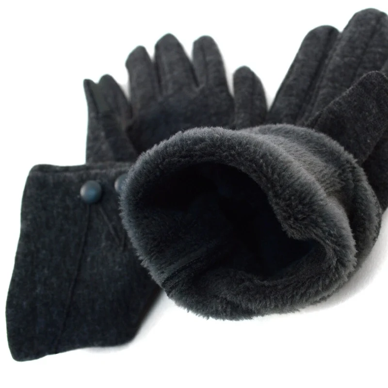 Stylish Touch Screen Gloves with Button Accent