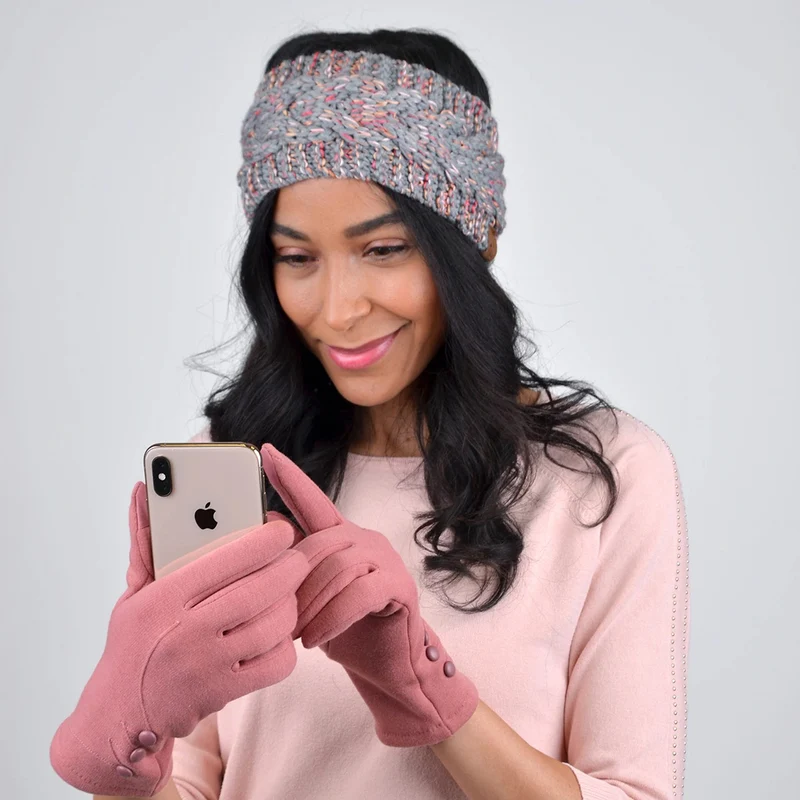 Stylish Touch Screen Gloves with Button Accent