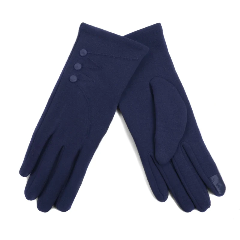 Stylish Touch Screen Gloves with Button Accent