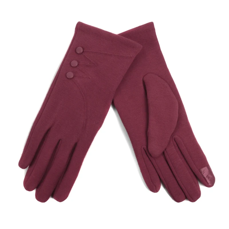 Stylish Touch Screen Gloves with Button Accent